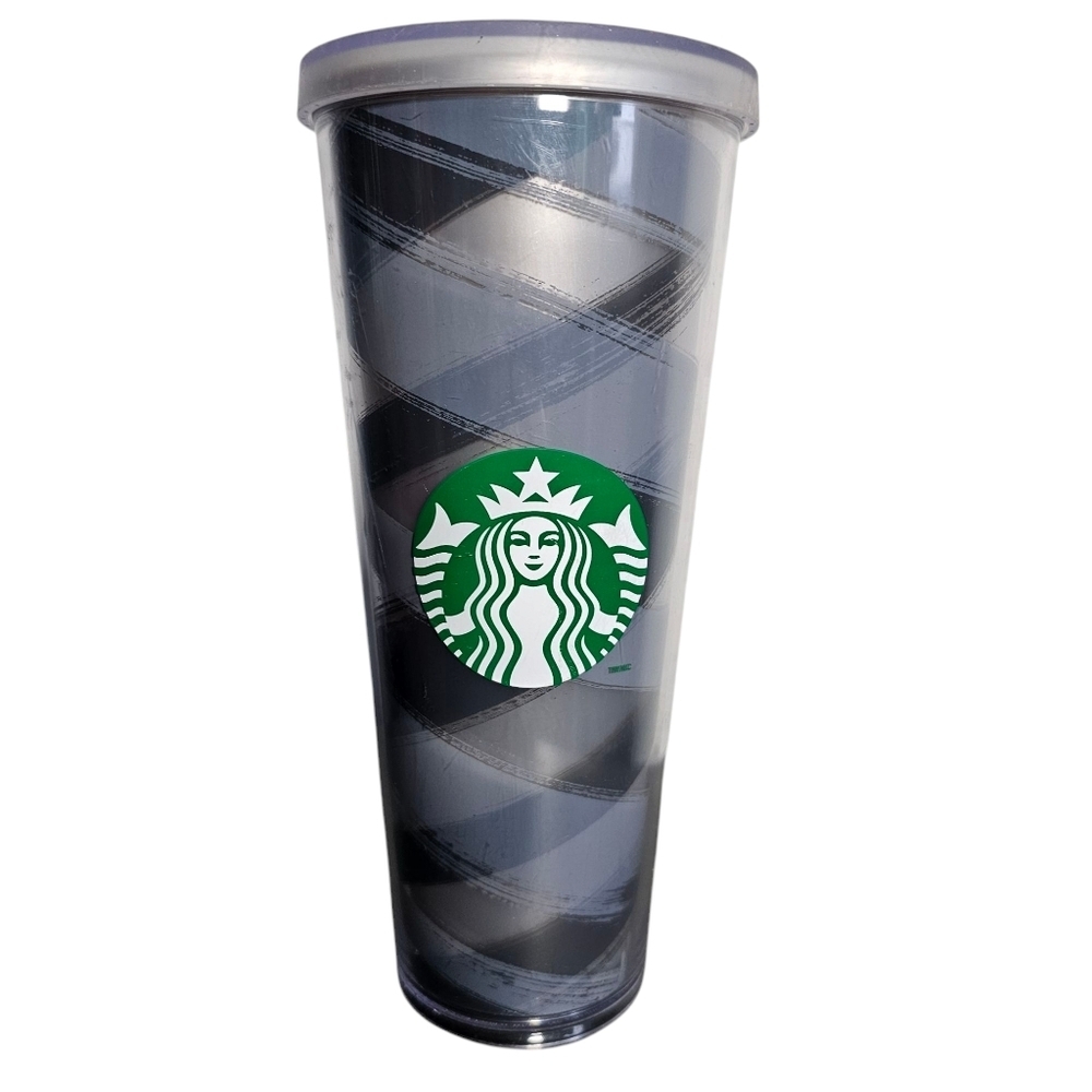 Starbucks Silver Black Venti Cold Cup Tumbler 24 oz